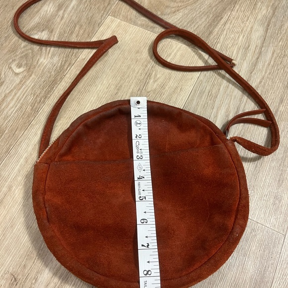 Baggu Natural Milled Leather Circle Round Long Shoulder Crossbody Bag purse - Picture 12 of 14